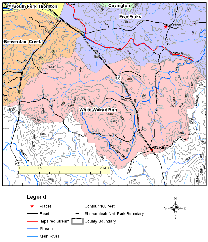 White Walnut Run Subwatershed, Topographic Map